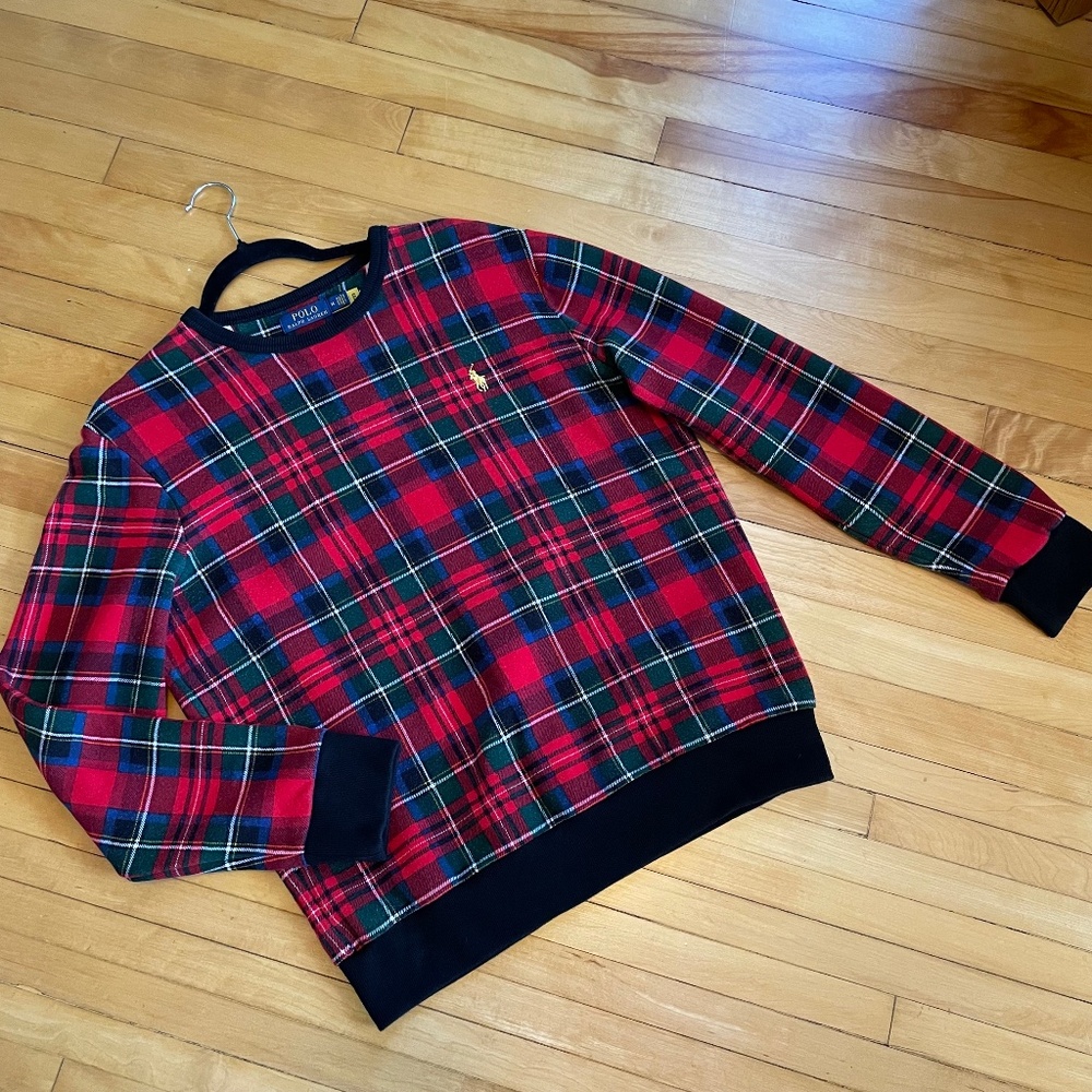 POLO RALPH LAUREN Crewneck Sweatshirt Tartan Plaid Preppy Heritage Unisex